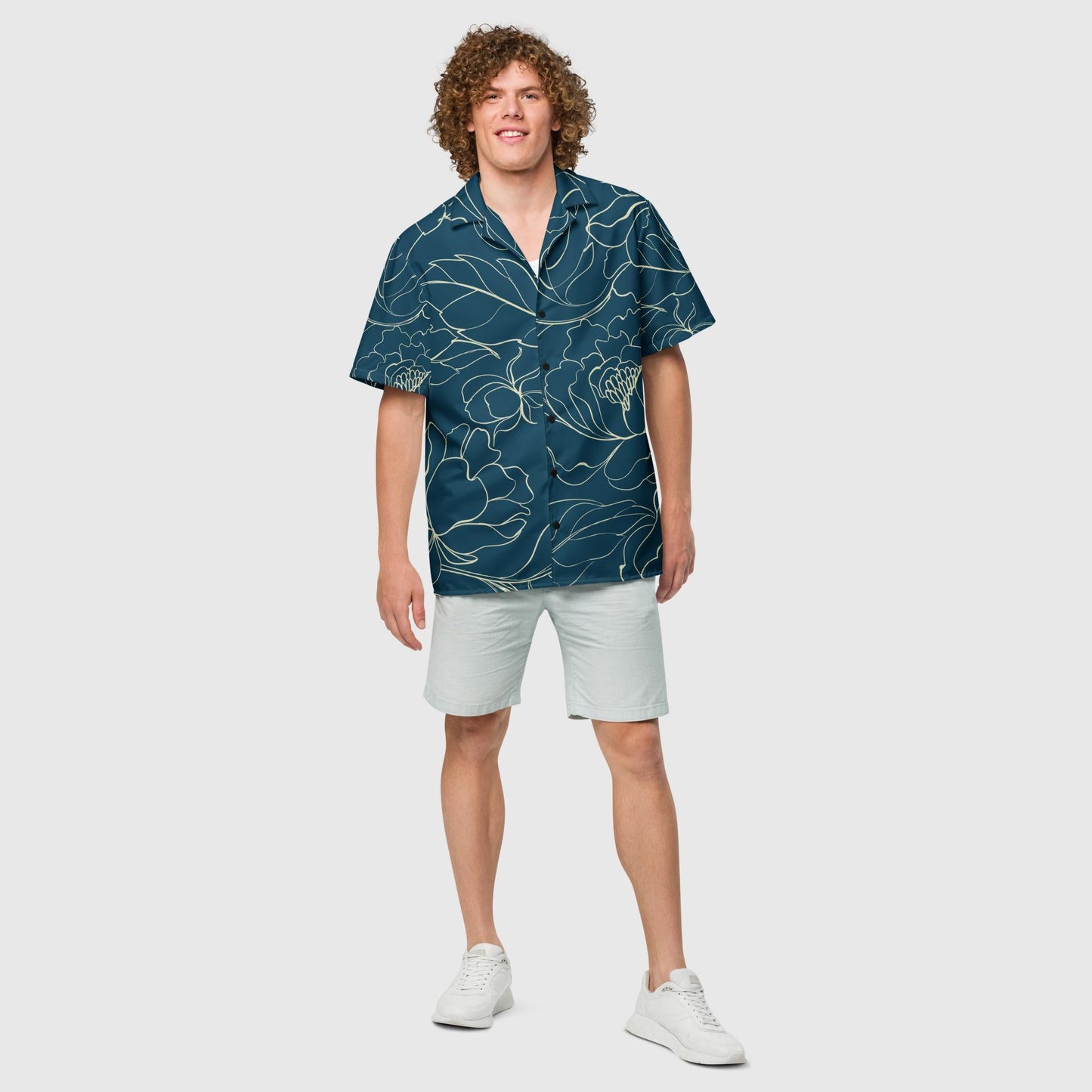 Unisex button shirt, Sharpa blue Button shirt, Floral Shirt, Shirt for Men, Unsex Summer Beach Casual Short Sleeve Button Down Shirts - PratSN