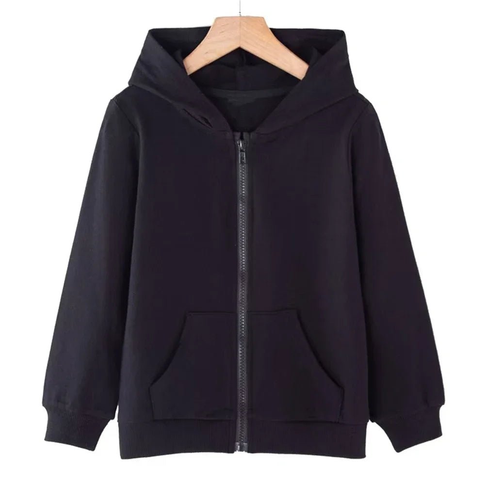 Unisex Children Tops Zipper Style Hoodies Coat Boy Black Girls Pink Age 3 - 12 Kids Sweatshirt Festival Festival Gifts - PratSN