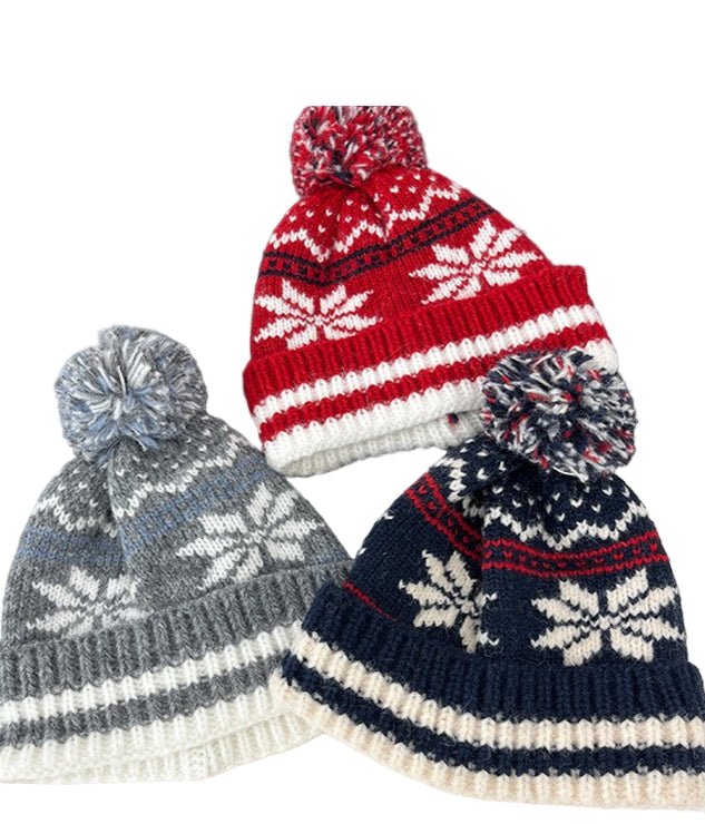Unisex Couple Autumn and Winter Thick Warm Christmas Snowflake Stripes Sleeve Cap - PratSN