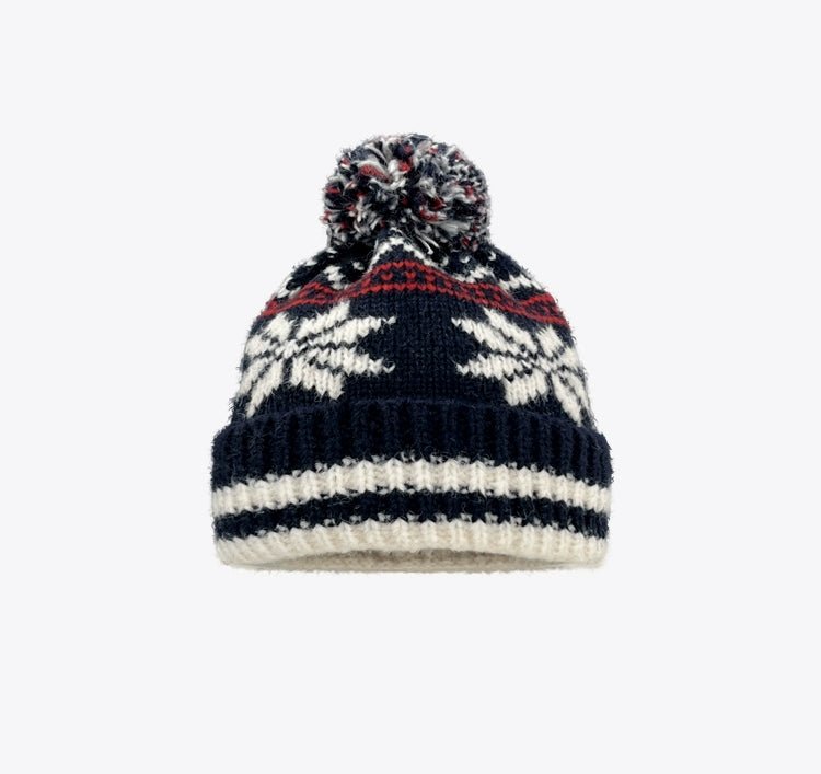 Unisex Couple Autumn and Winter Thick Warm Christmas Snowflake Stripes Sleeve Cap - PratSN