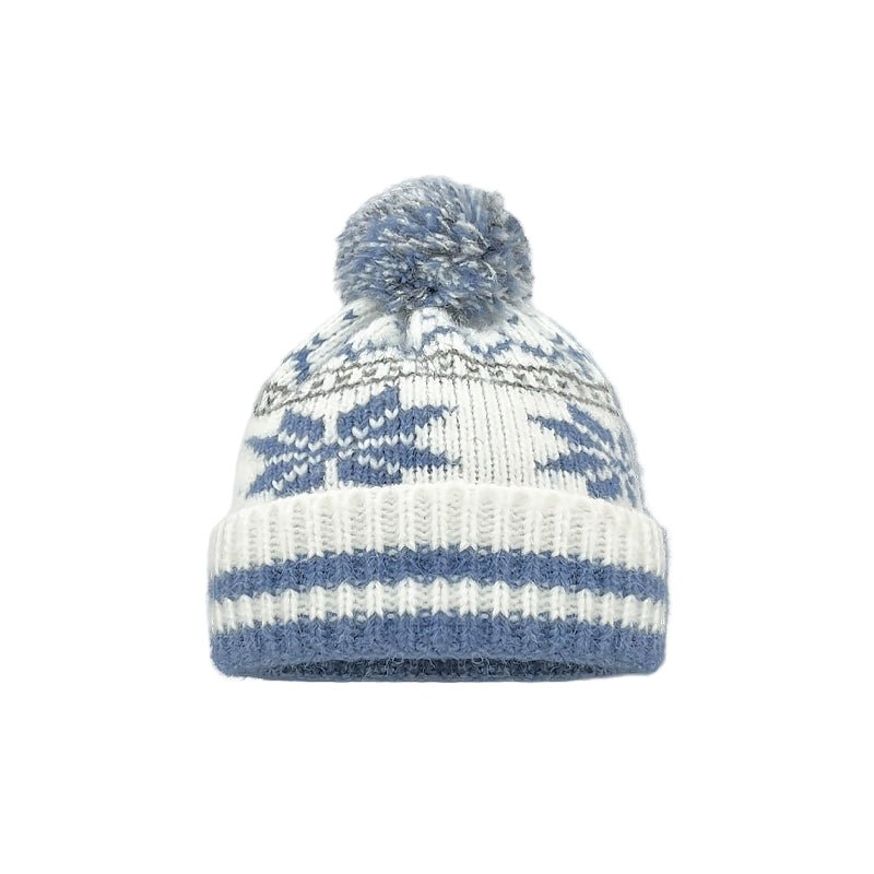 Unisex Couple Autumn and Winter Thick Warm Christmas Snowflake Stripes Sleeve Cap - PratSN