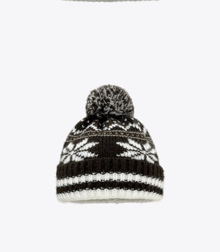 Unisex Couple Autumn and Winter Thick Warm Christmas Snowflake Stripes Sleeve Cap - PratSN