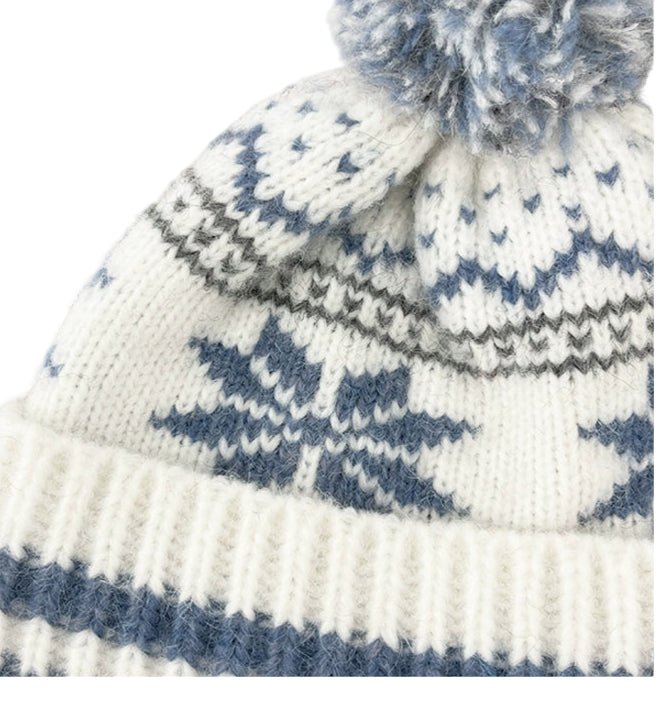 Unisex Couple Autumn and Winter Thick Warm Christmas Snowflake Stripes Sleeve Cap - PratSN
