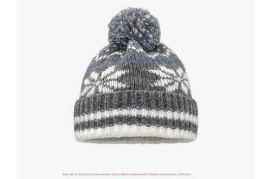 Unisex Couple Autumn and Winter Thick Warm Christmas Snowflake Stripes Sleeve Cap - PratSN