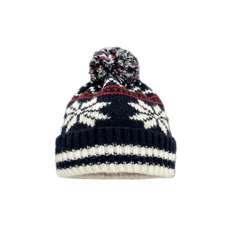 Unisex Couple Autumn and Winter Thick Warm Christmas Snowflake Stripes Sleeve Cap - PratSN