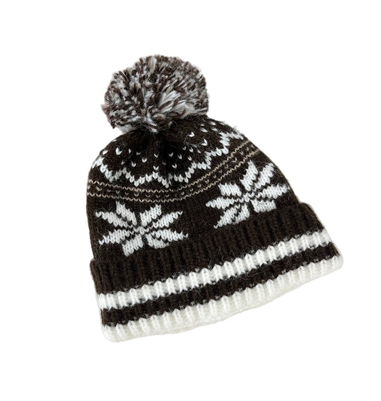 Unisex Couple Autumn and Winter Thick Warm Christmas Snowflake Stripes Sleeve Cap - PratSN
