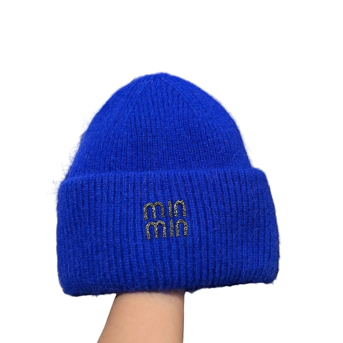 Unisex Luxury rhinestone Letters Fashion Winter hats for men and women Real rabbit fur wool Skullies Beanies Knit hats for men and wome - PratSN