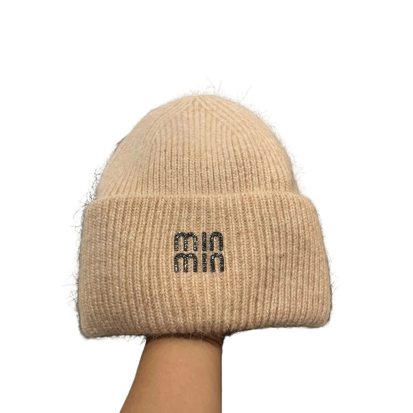 Unisex Luxury rhinestone Letters Fashion Winter hats for men and women Real rabbit fur wool Skullies Beanies Knit hats for men and wome - PratSN