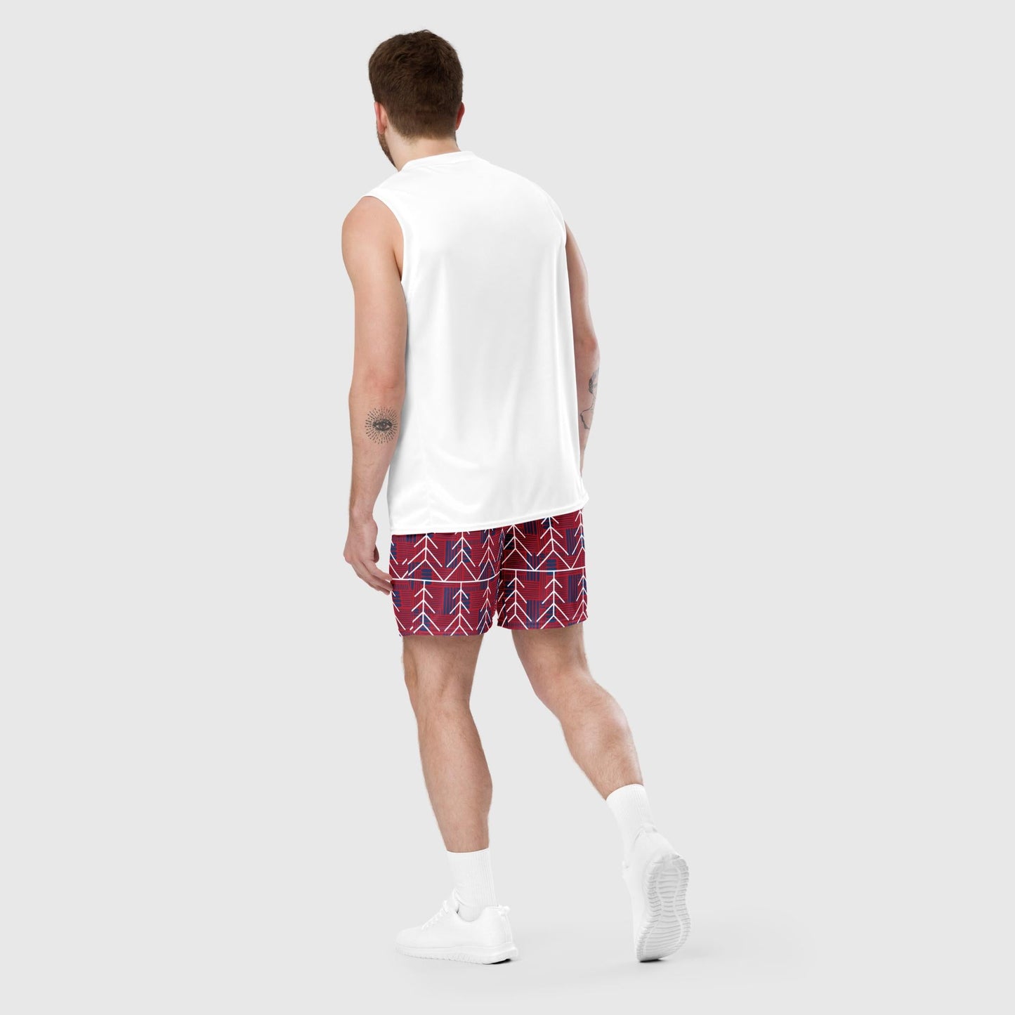 Unisex mesh shorts, Festive Pattern, Mesh Shorts, Red Mesh Shorts, Running Shorts, Gym Shorts, Men's Basketball Shorts, Casual Workout - PratSN