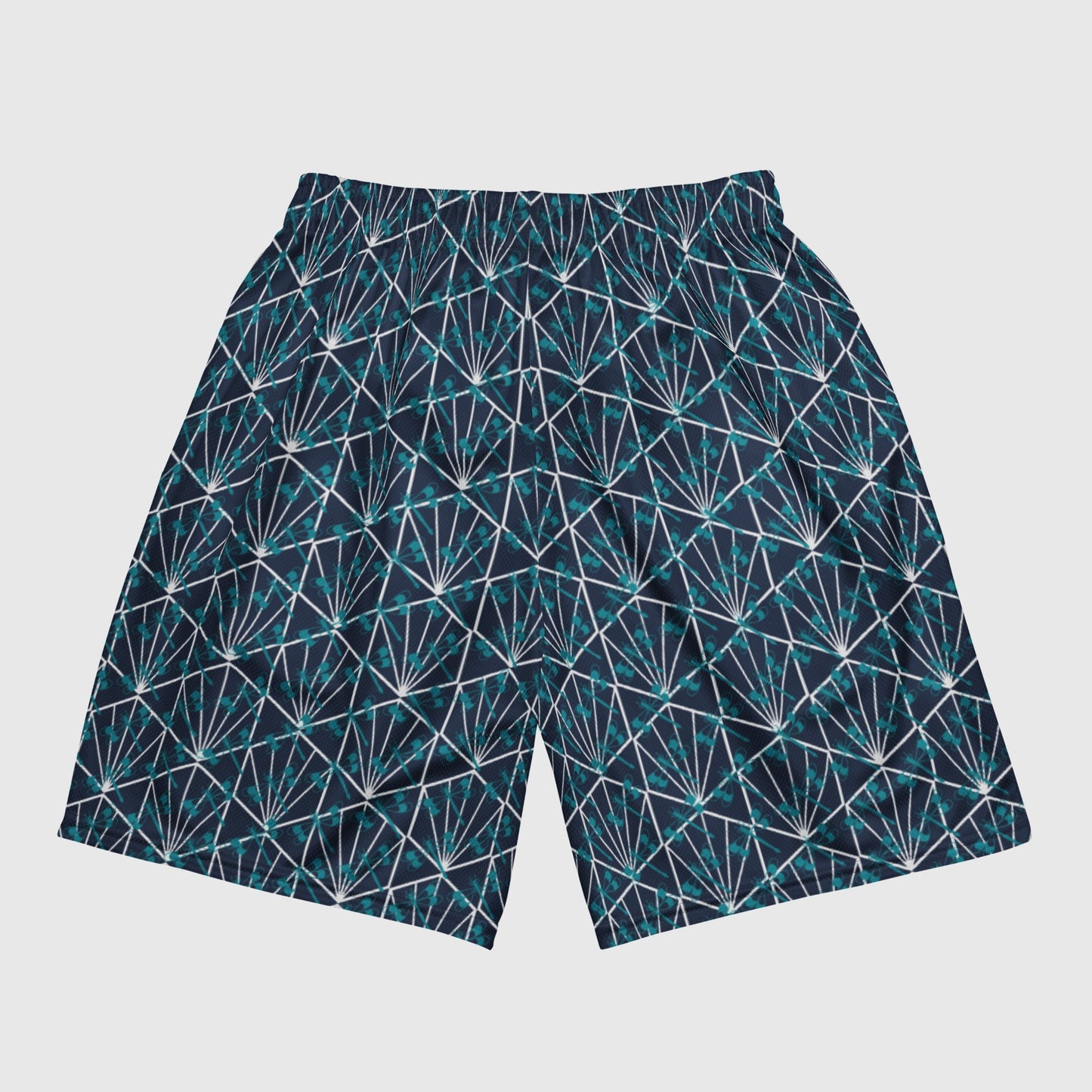 Unisex mesh shorts, Geometric Pattern Navy Shorts, Basketball Shorts, Casual Shorts, Workout Shorts, Summer Shorts, Athletic Shorts - PratSN