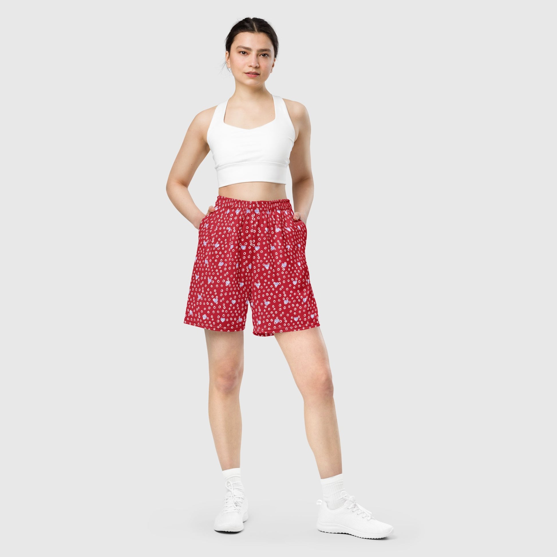 Unisex mesh shorts, Red Mesh Shorts, Heart Pattern Shorts, Basketball Shorts, Summer beach Shorts, Athletic Style Shorts, Mesh Gym shorts - PratSN