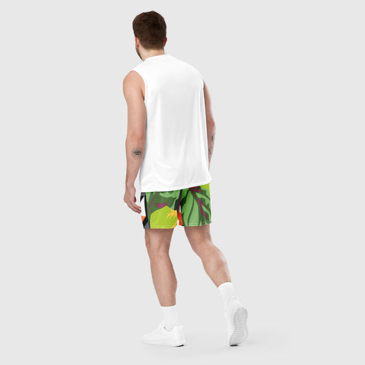 Unisex mesh shorts, White - orange - black - gray Mesh shorts, Geometric pattern short, Multicolor Shorts, Workout Shorts, Gym Yoga shorts, Mesh shorts for Men, Mesh Shorts for women, Men's Athletic Shorts - PratSN