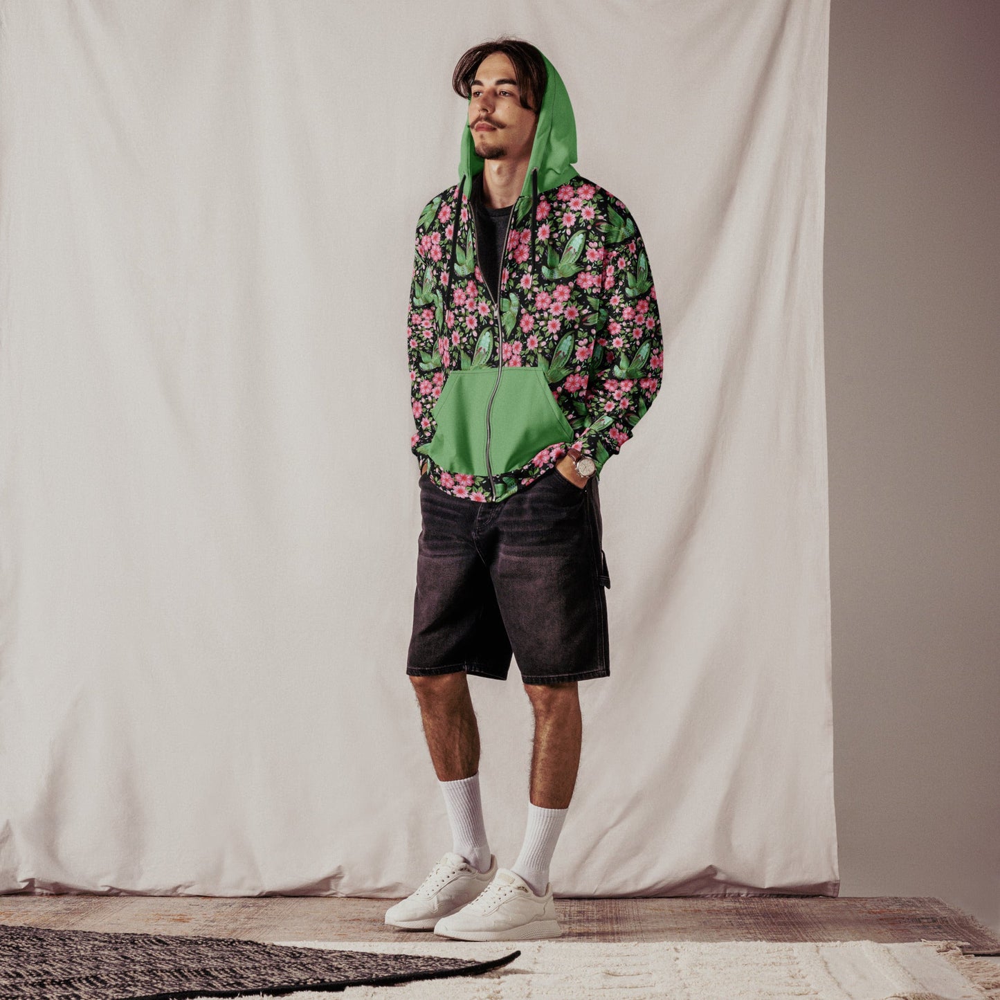 Unisex zip hoodie Botanical Print Hoodie - Gender Neutral Zip - Up - PratSN