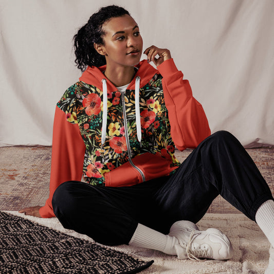 Unisex zip hoodie Botanical Print Hoodie - Gender Neutral Zip - Up - PratSN