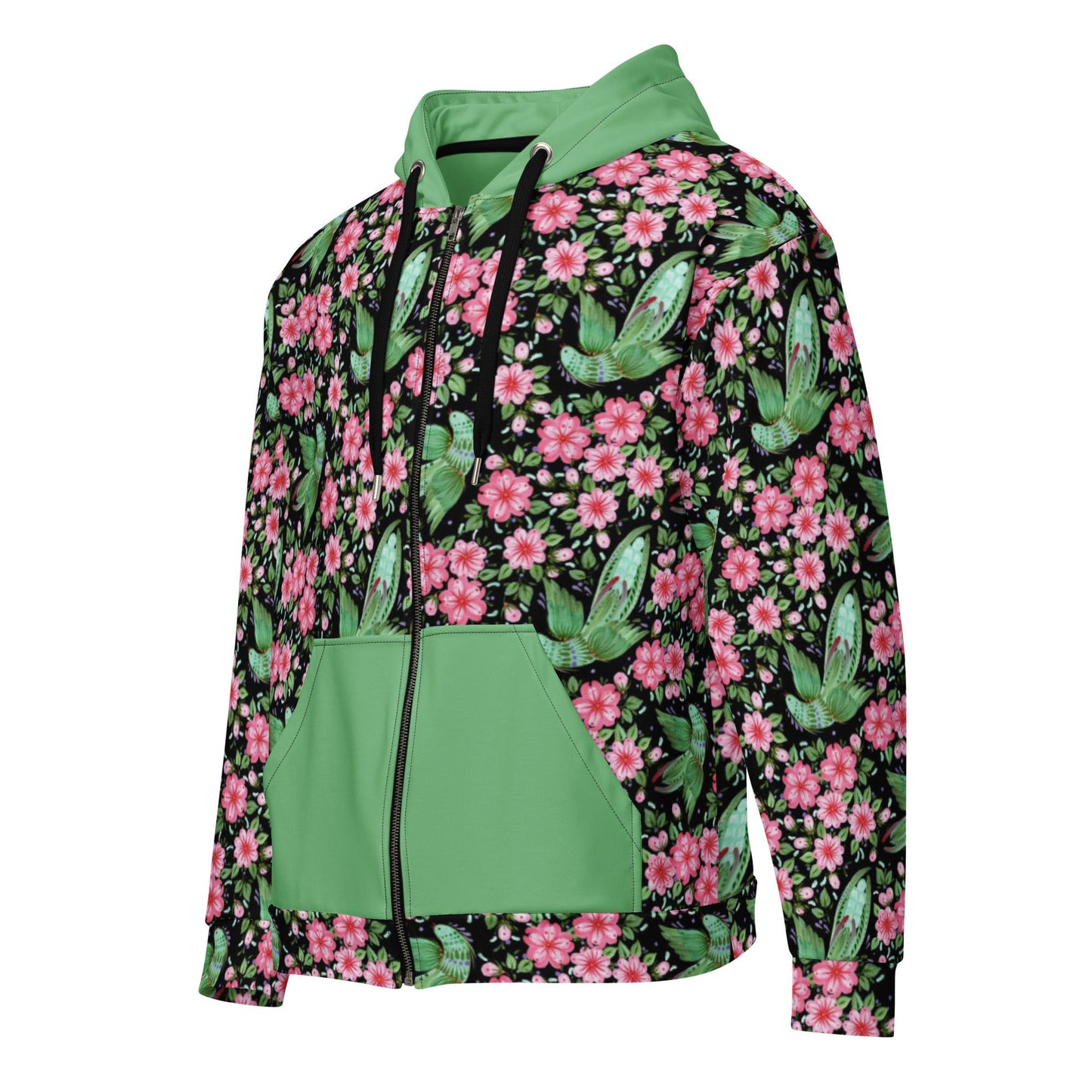 Unisex zip hoodie Botanical Print Hoodie - Gender Neutral Zip - Up - PratSN