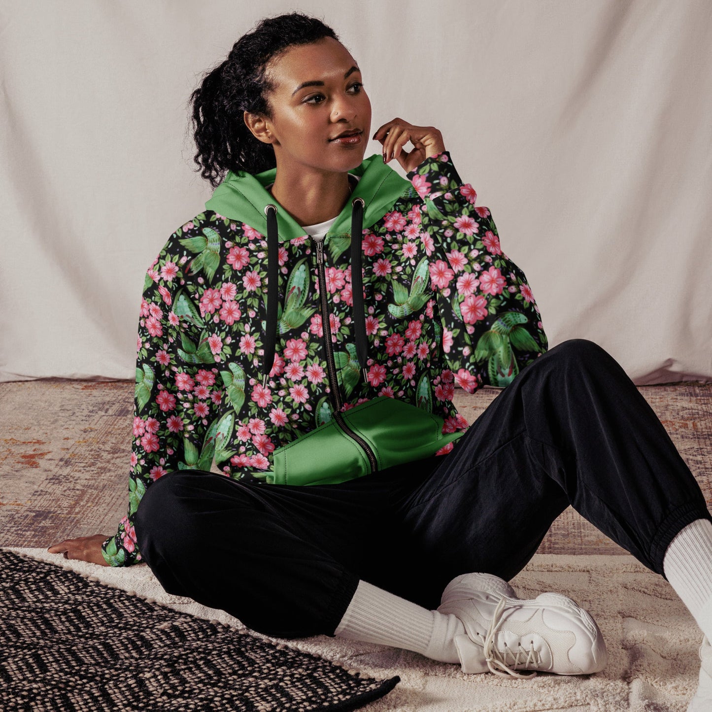 Unisex zip hoodie Botanical Print Hoodie - Gender Neutral Zip - Up - PratSN