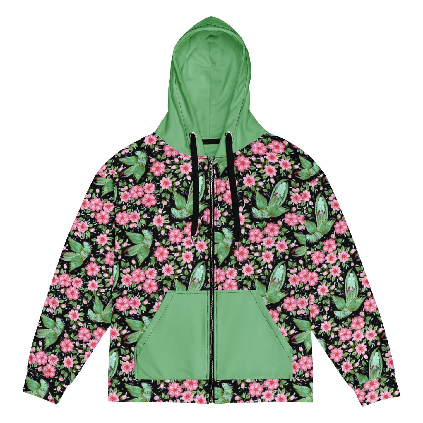 Unisex zip hoodie Botanical Print Hoodie - Gender Neutral Zip - Up - PratSN