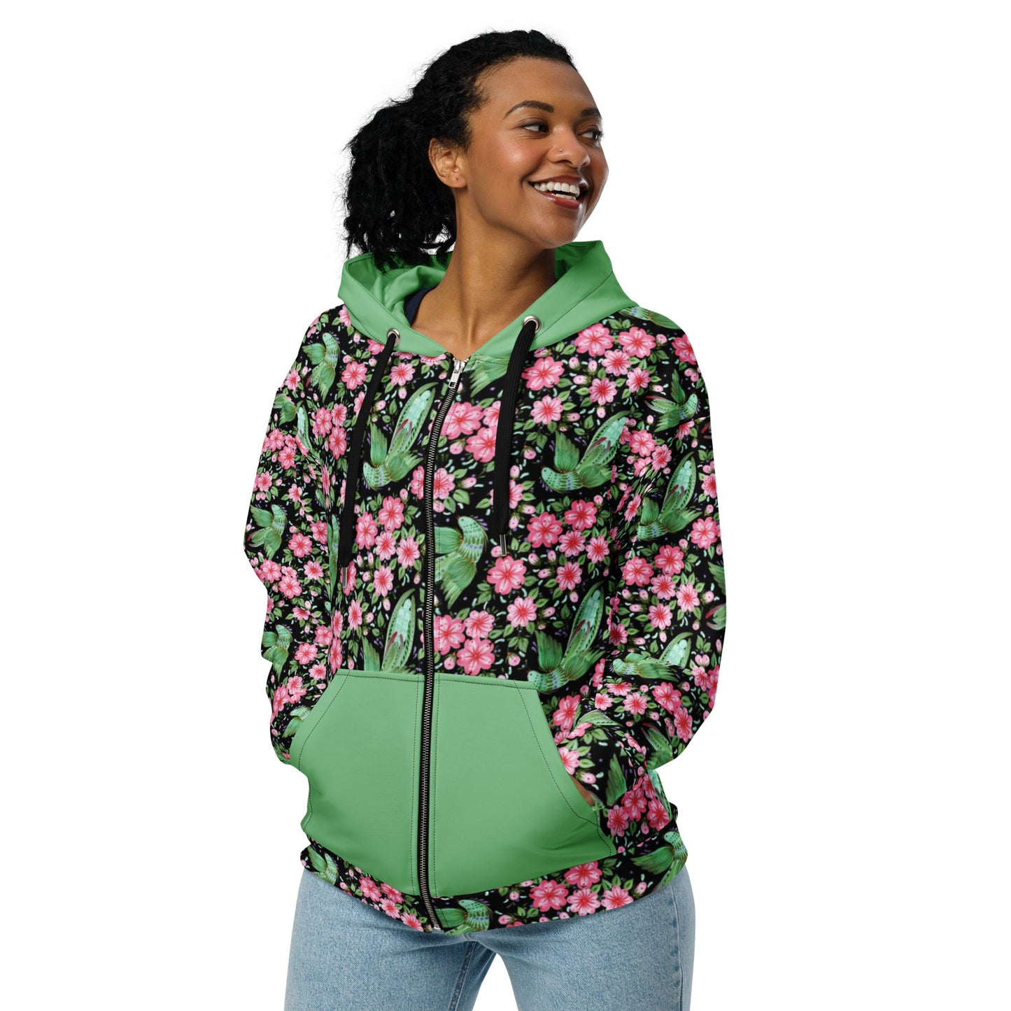Unisex zip hoodie Botanical Print Hoodie - Gender Neutral Zip - Up - PratSN