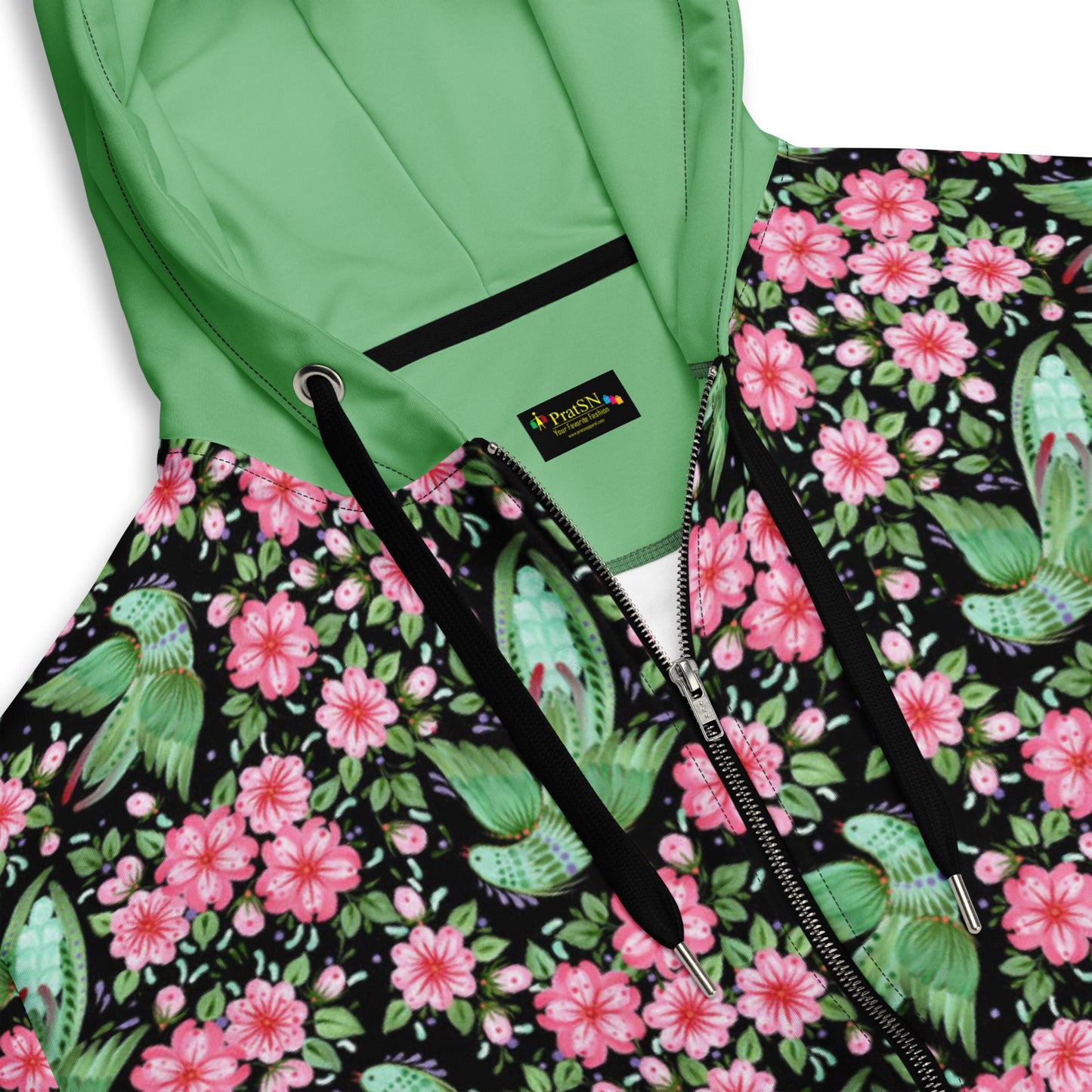 Unisex zip hoodie Botanical Print Hoodie - Gender Neutral Zip - Up - PratSN