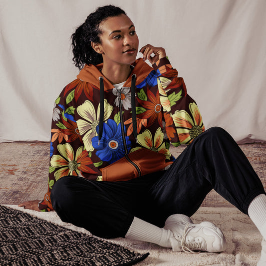Unisex zip hoodie Botanical Print Hoodie - Gender Neutral Zip - Up - PratSN