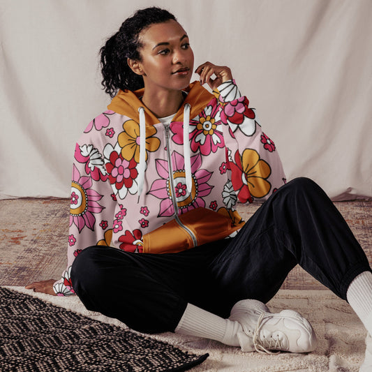 Unisex zip hoodie Botanical Print Hoodie - Gender Neutral Zip - Up - PratSN