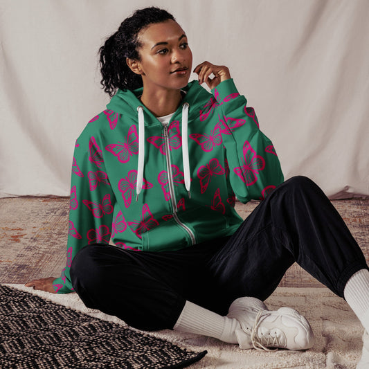 Unisex zip hoodie Butterfly print jaiket - PratSN