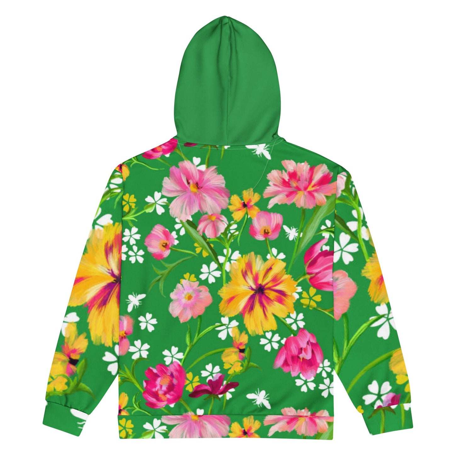 Unisex zip hoodie, Floral hoodie, Streetwear Festival Zipper Sweatshirt Women's Green pink Floral hoodie - PratSN