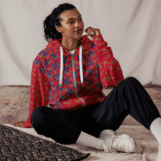 Unisex zip hoodie Red Vintage hoodie - PratSN