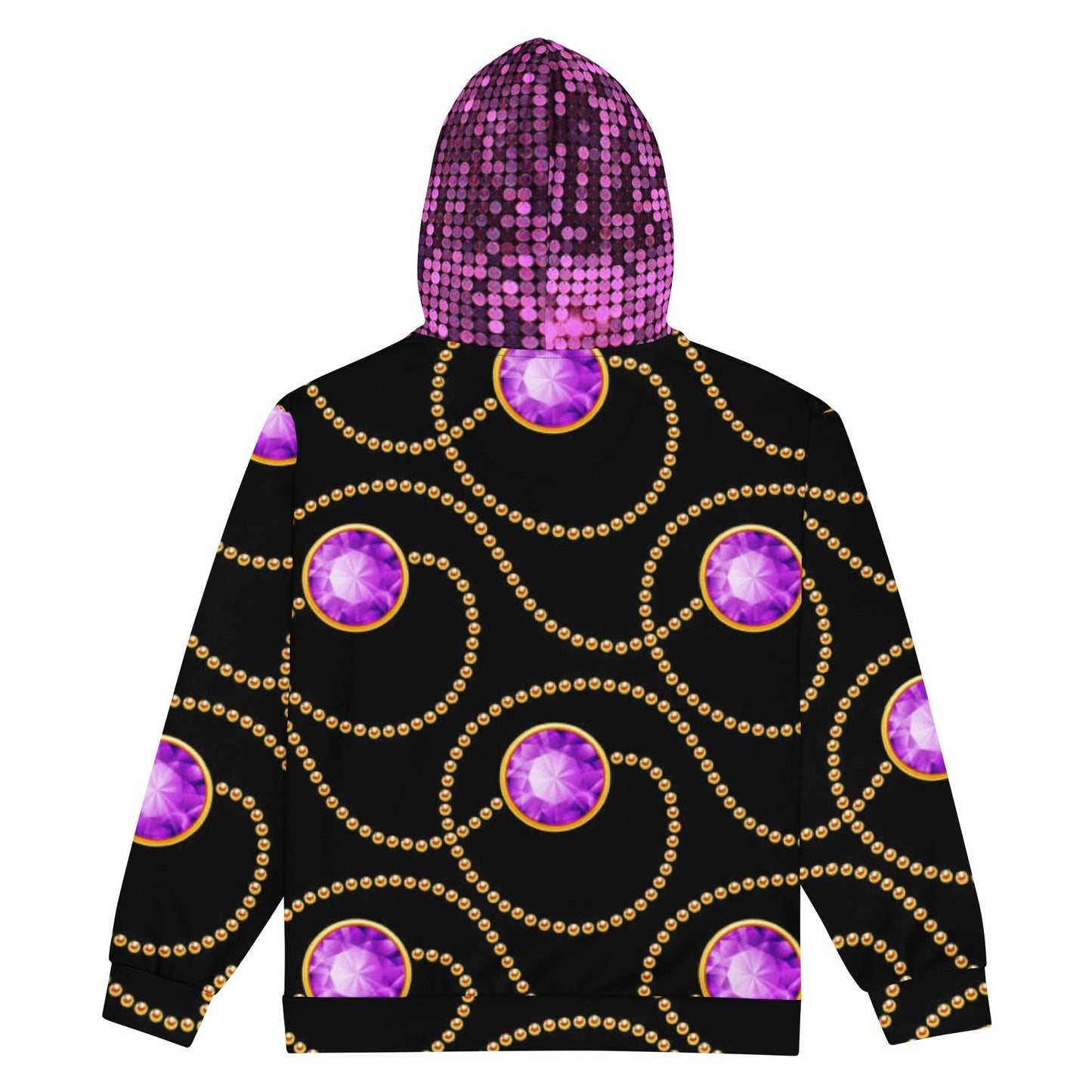 Unisex zip hoodie, Women's Black and Purple Jacket - PratSN