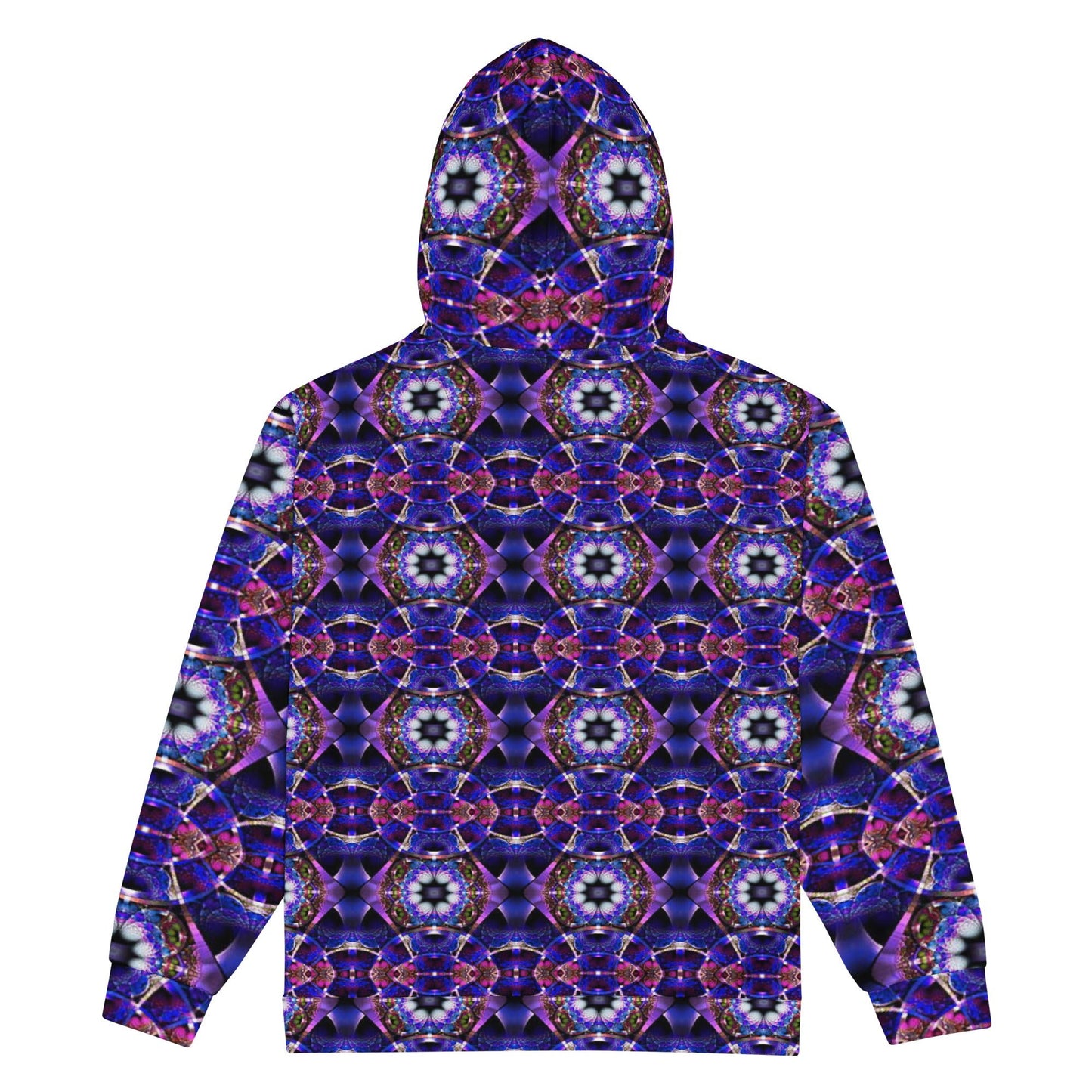 Unisex zip hoodie, Women's Blue Floral Pattern Jacket Streetwear Festival Zipper Sweatshirt - PratSN
