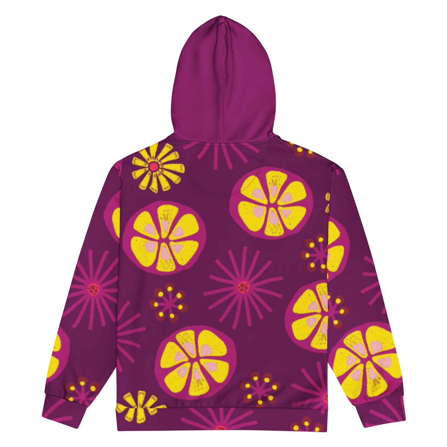 Unisex zip hoodie, Women's Dark Purple Yellow Jacket Floral Hoodie, Festival Zipper Sweatshirt, Streetwear - PratSN