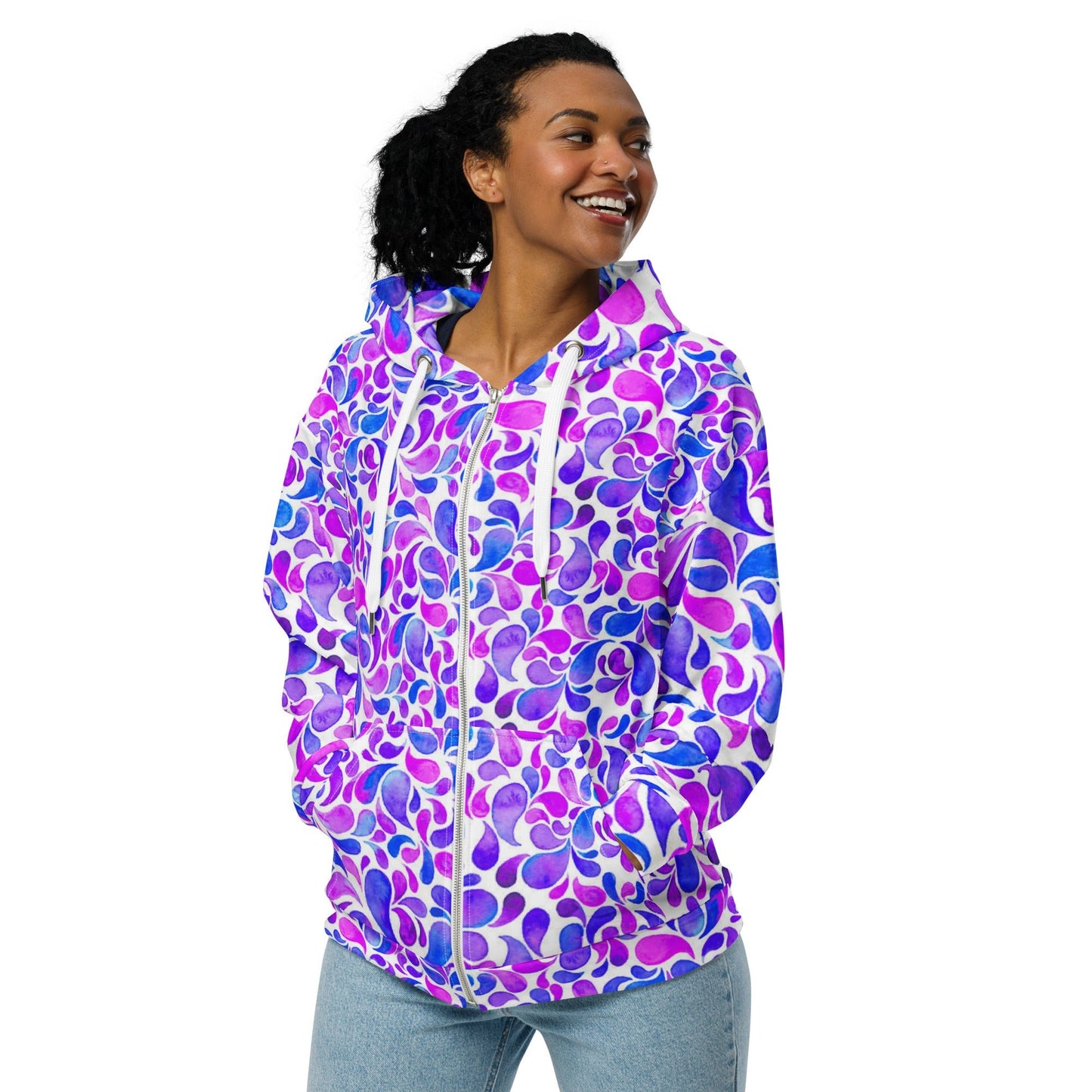 Unisex zip hoodie Women's Floral hoodie Streetwear Festival Zipper Sweatshirt, Floral hoodie, Jacket - PratSN