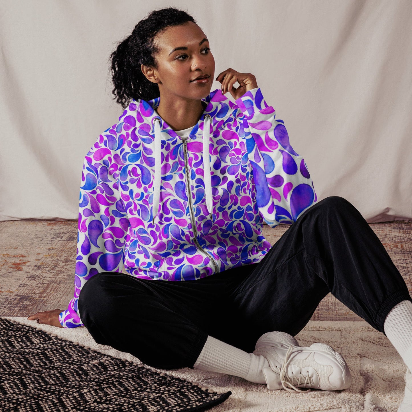 Unisex zip hoodie Women's Floral hoodie Streetwear Festival Zipper Sweatshirt, Floral hoodie, Jacket - PratSN