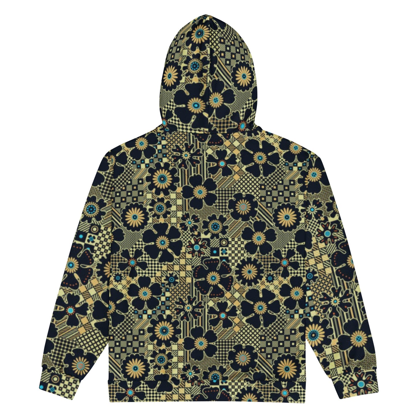 Unisex zip hoodie, Women's Floral Pattern Black Gold Jacket Sweatshirt, Floral hoodie, Streetwear - PratSN