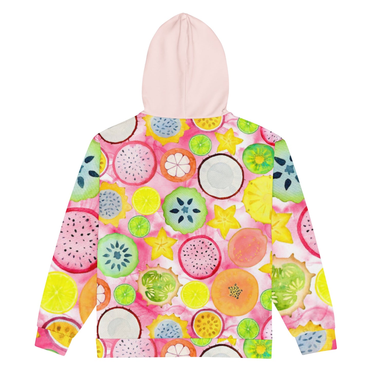Unisex zip hoodie, Women's Fruit Pattern Green black Pink White Jacket, Streetwear Zipper Sweatshirt - PratSN