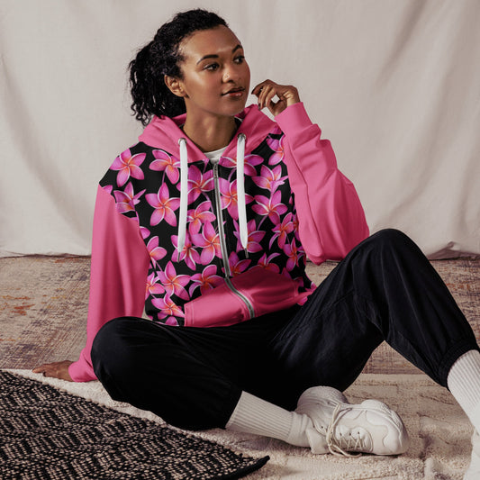 Unisex zip hoodie, Women's Hawaiian Pink Jacket, Cherry Blossom Floral Hoodie, Festival Zipper Sweatshirt, Floral hoodie, Streetwear - PratSN