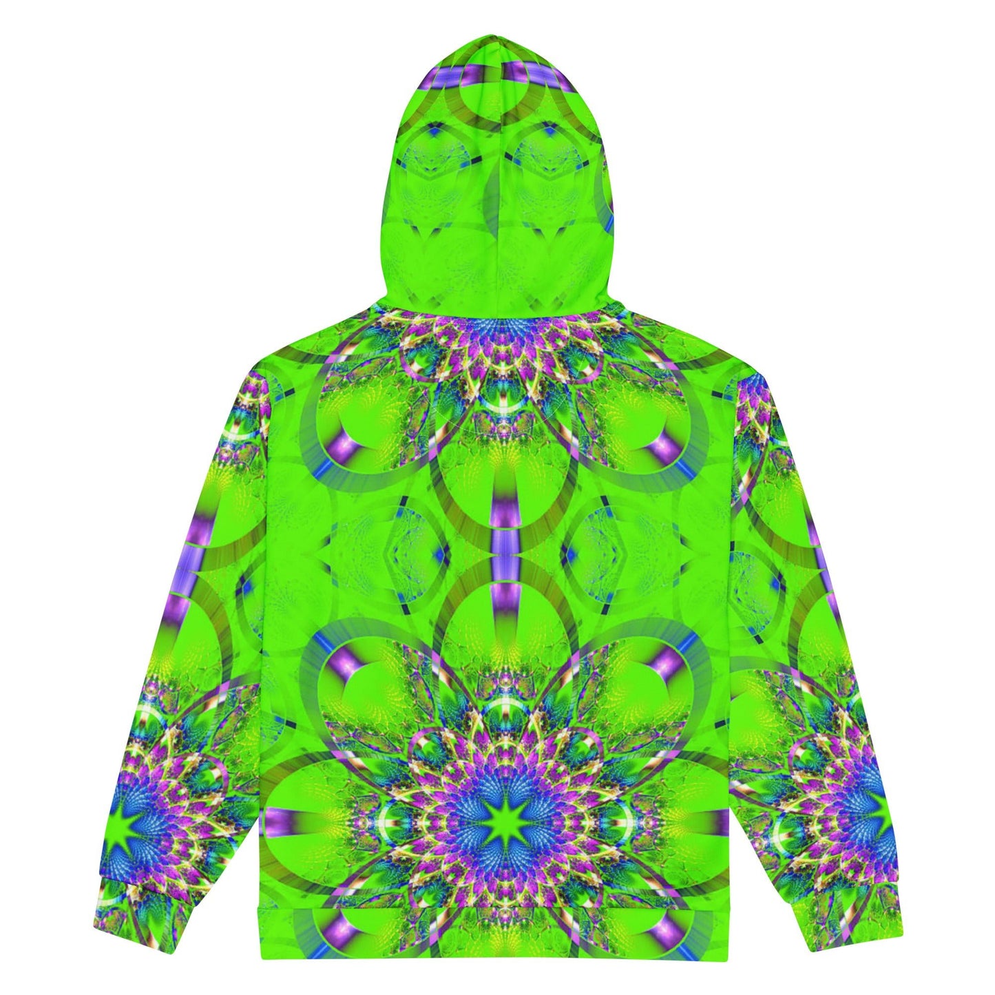 Unisex zip hoodie, Women's Lime Green and Purple hoodie, Floral Hoodie, Festival Zipper Sweatshirt, Floral hoodie, Streetwear - PratSN