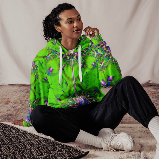 Unisex zip hoodie, Women's Lime Green and Purple hoodie, Floral Hoodie, Festival Zipper Sweatshirt, Floral hoodie, Streetwear - PratSN