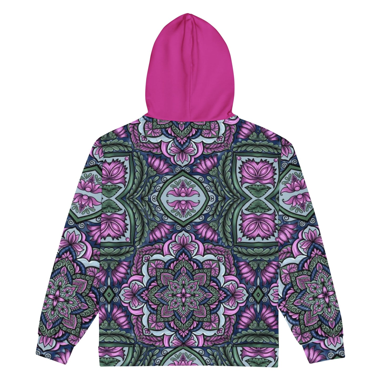 Unisex zip hoodie, Women's Purple Black Green Floral Pattern Jacket Festival Zipper Sweatshirt, Floral hoodie, Streetwear - PratSN