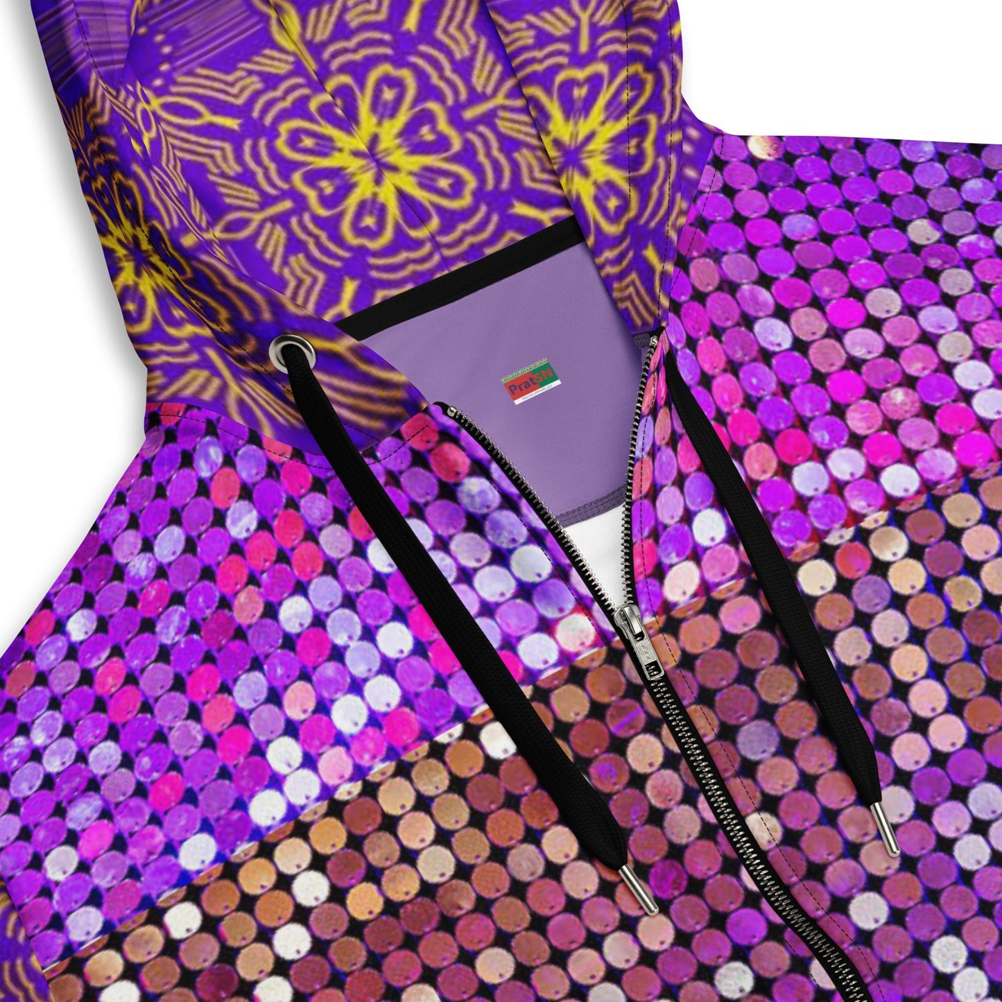 Unisex zip hoodie, Women's Purple Rhinestone Print Jacket Zipper Sweatshirt, hoodie, Streetwear - PratSN