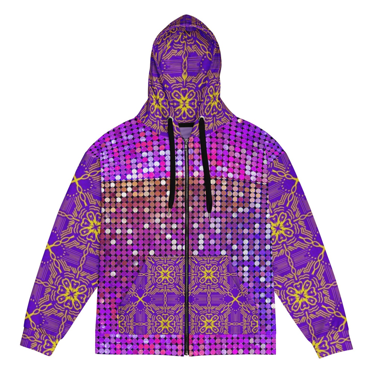 Unisex zip hoodie, Women's Purple Rhinestone Print Jacket Zipper Sweatshirt, hoodie, Streetwear - PratSN