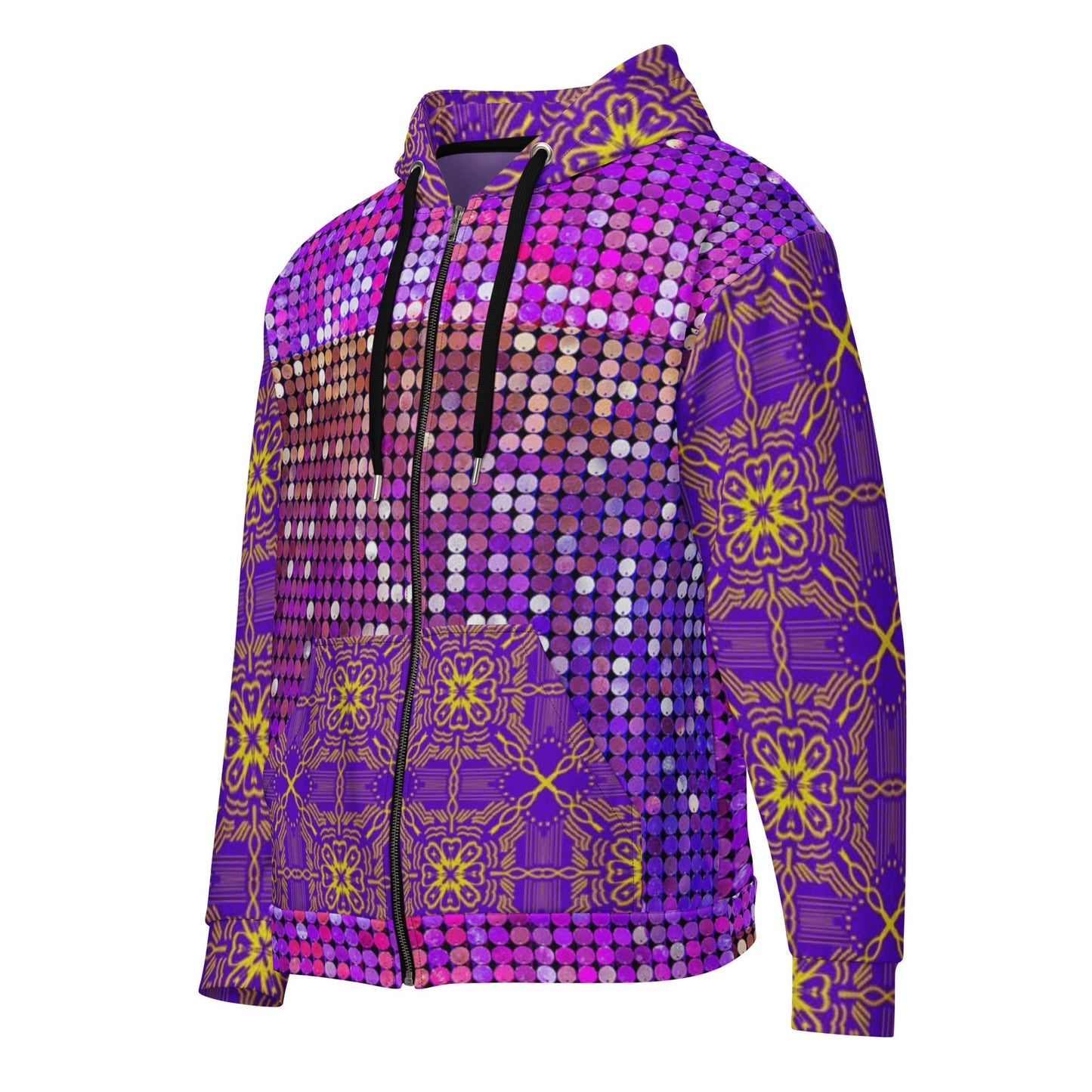 Unisex zip hoodie, Women's Purple Rhinestone Print Jacket Zipper Sweatshirt, hoodie, Streetwear - PratSN