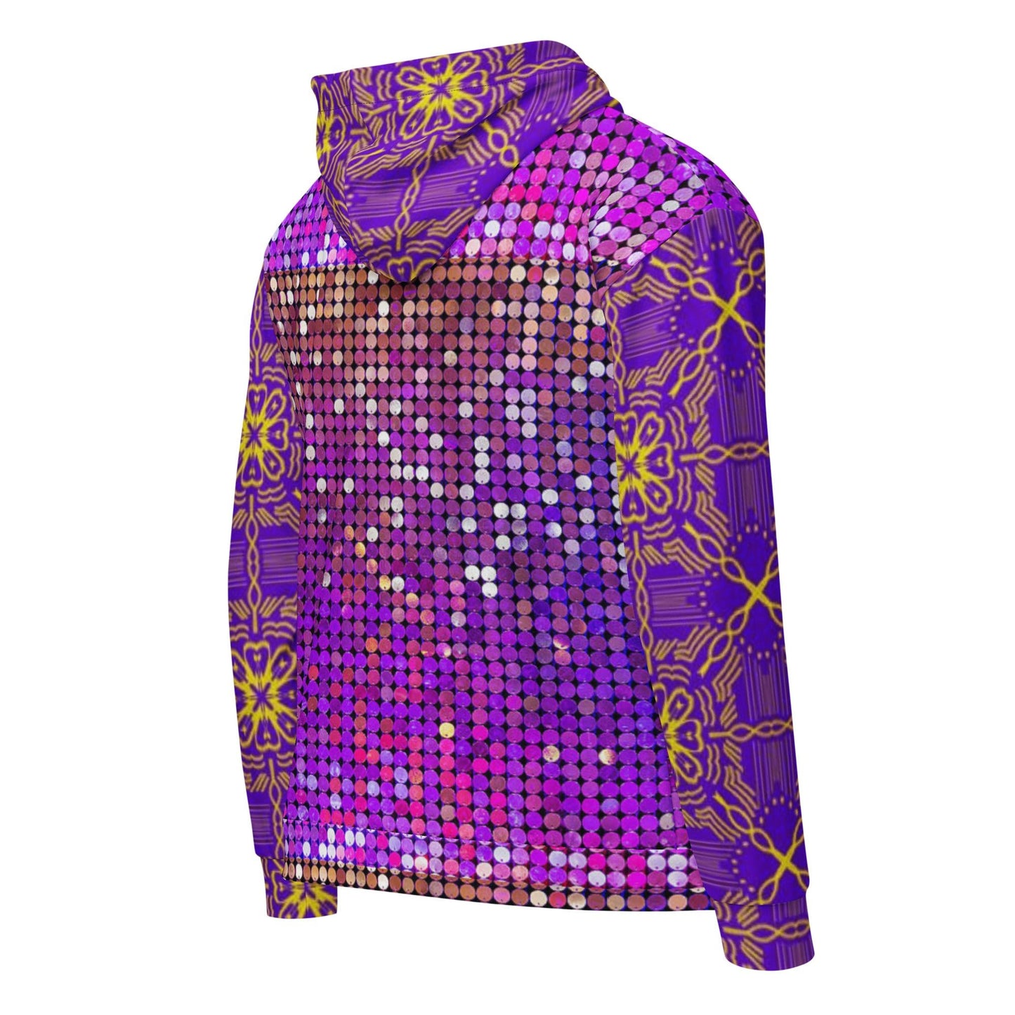 Unisex zip hoodie, Women's Purple Rhinestone Print Jacket Zipper Sweatshirt, hoodie, Streetwear - PratSN