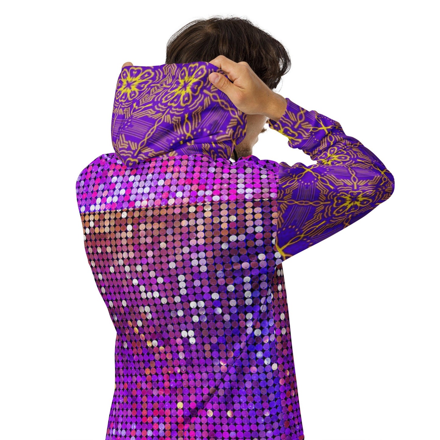 Unisex zip hoodie, Women's Purple Rhinestone Print Jacket Zipper Sweatshirt, hoodie, Streetwear - PratSN