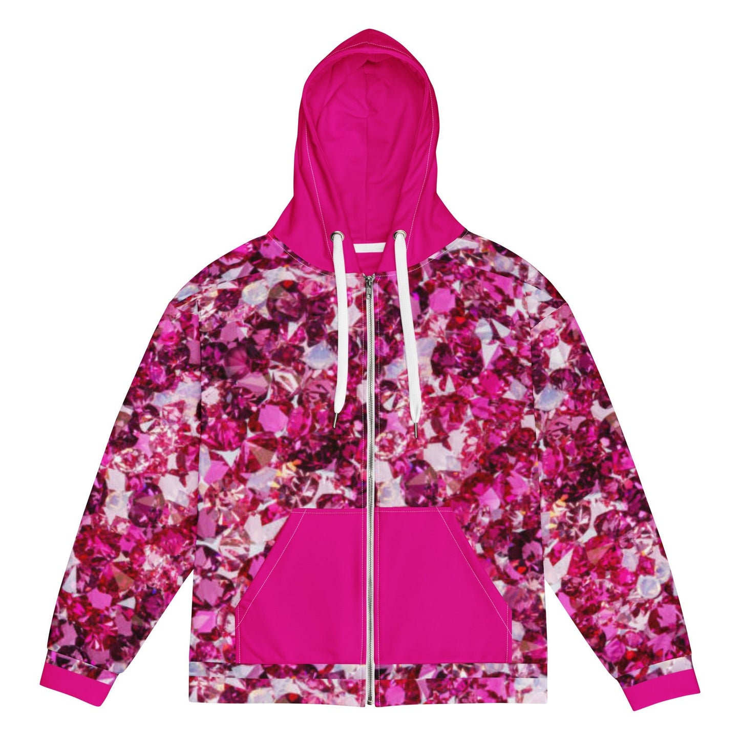 Unisex zip hoodie, Women's Rhinestone Print Jacket, Hoodie, Festival Zipper Sweatshirt, Floral hoodie, Streetwear - PratSN