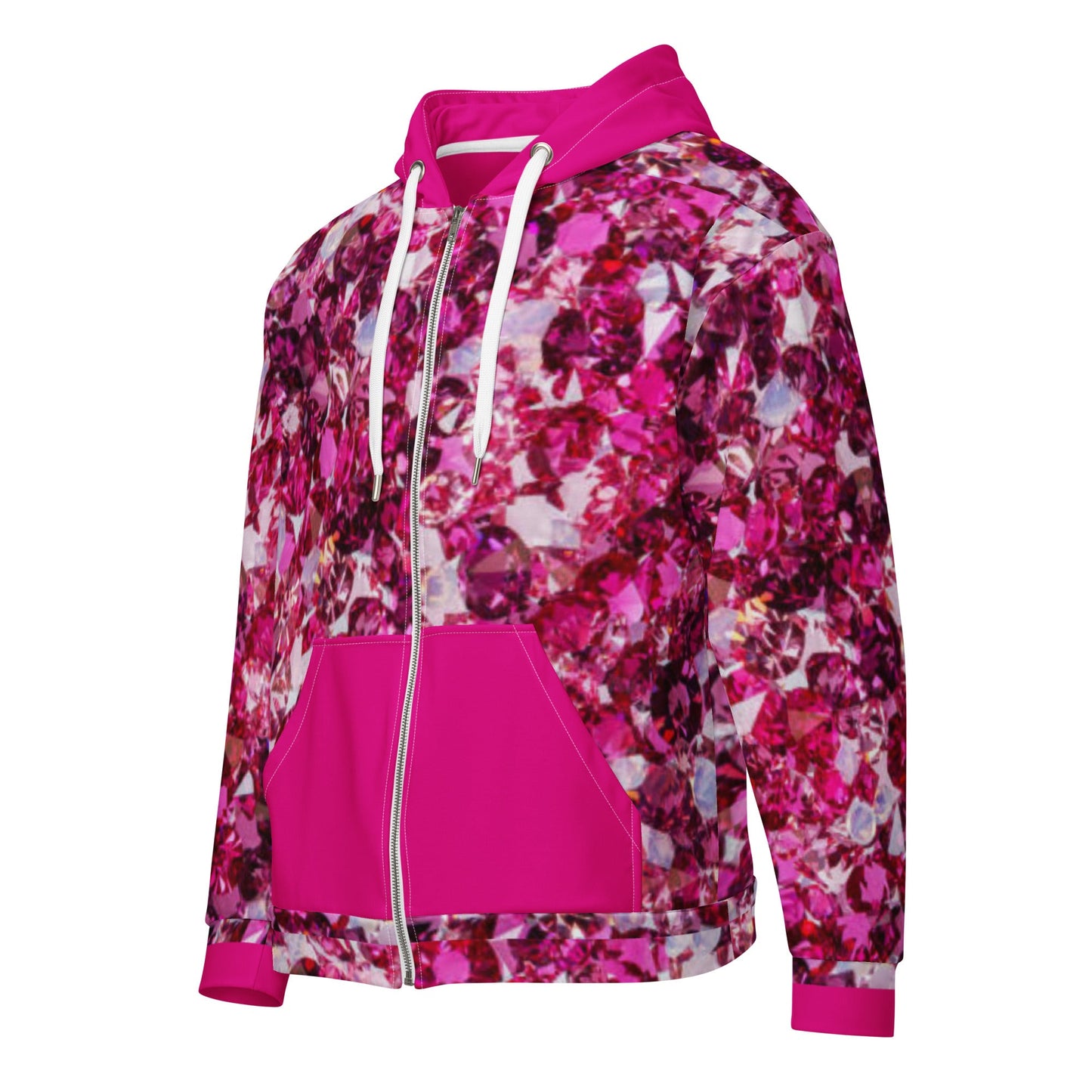 Unisex zip hoodie, Women's Rhinestone Print Jacket, Hoodie, Festival Zipper Sweatshirt, Floral hoodie, Streetwear - PratSN