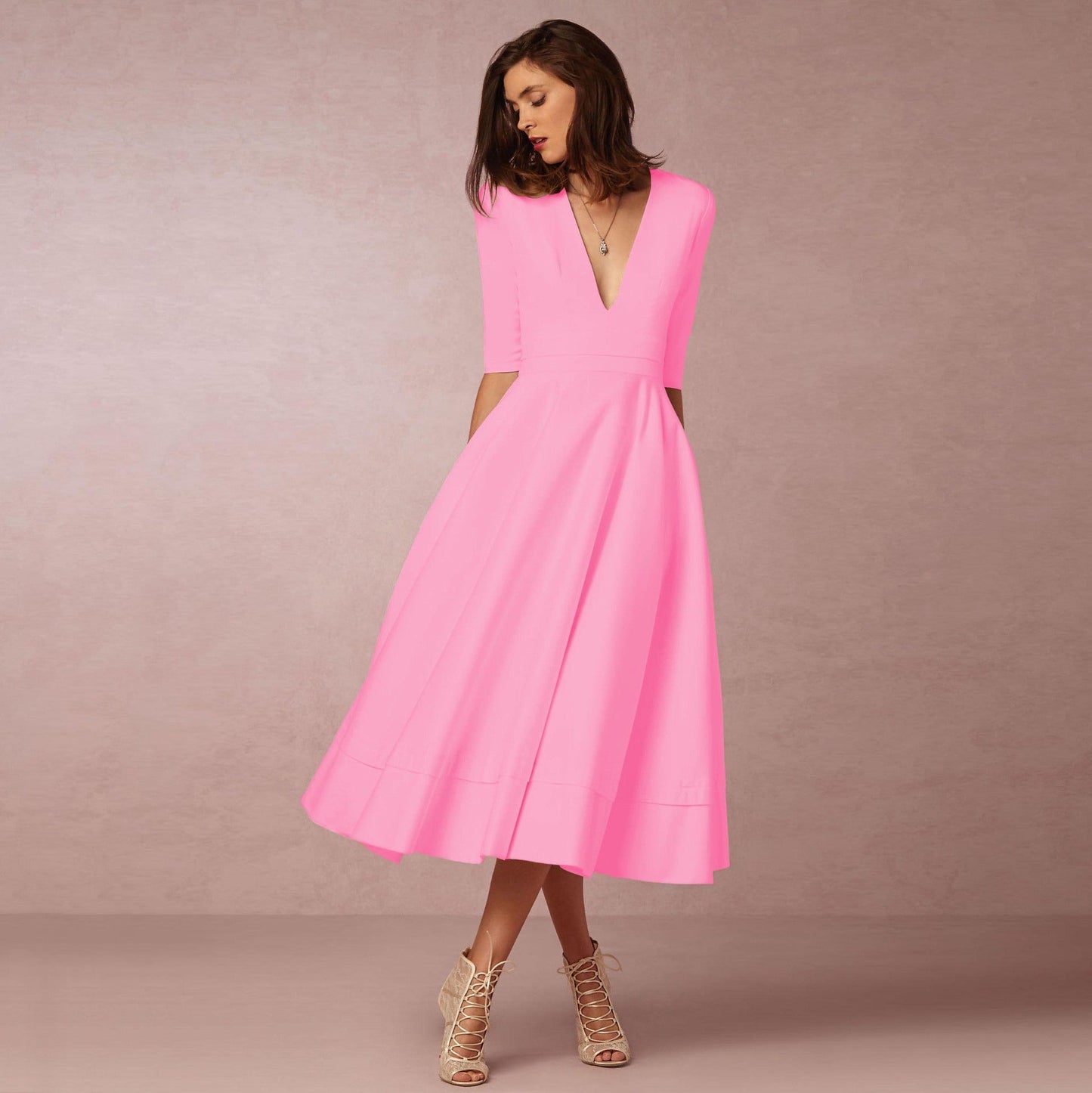 V - neck Dresses - Retro 60s Swing Sleeve - PratSN