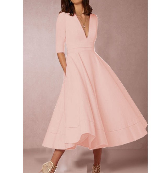 V - neck Dresses - Retro 60s Swing Sleeve - PratSN