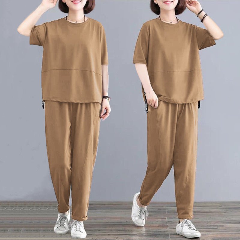 Versatile Short - sleeved Wide - leg Pants Two - piece Set - PratSN
