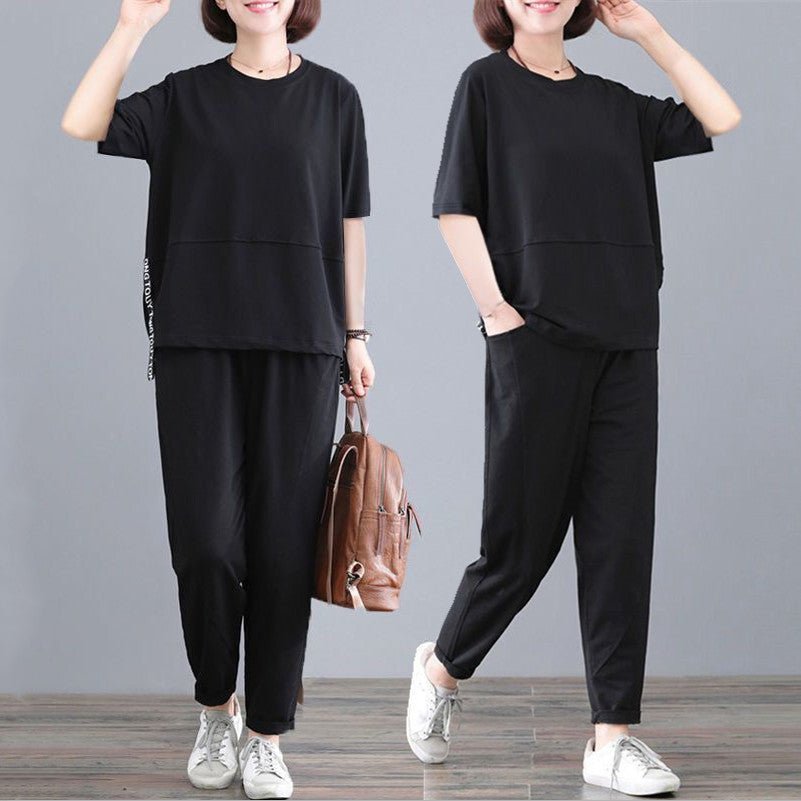 Versatile Short - sleeved Wide - leg Pants Two - piece Set - PratSN